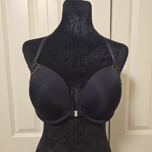 La SENZA Front Closure Racerback Black Lace Accent Bra SZ 36D